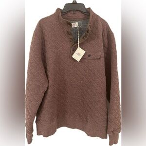 NWT Faherty Epic Quilted Fleece Pullover, burgandy-brown, quilted with 3 layers